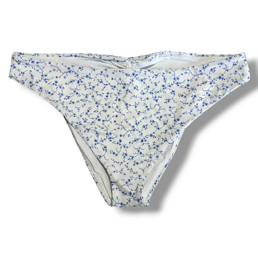 Andie The‎ Symi Blue Floral High Leg Bikini Bottom XXL Resortwear Beach Swim NEW